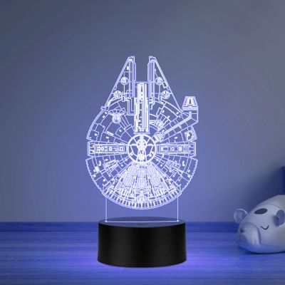 3D Illusion Star Wars Millennlum Falcon Led Night Lamp with Multicolored Gift For kids